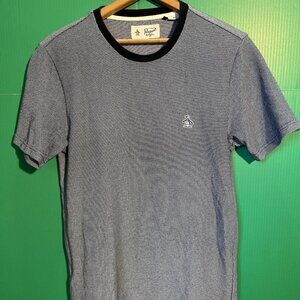Original Penguin Crew-Neck Tee – Gray Textured – Black Collar – XL – Lightly Use